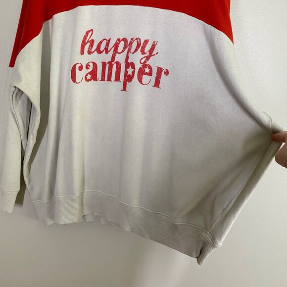 Aerie Red White Happy Camper Oversized Lounge Crewneck Sweatshirt Size M - Picture 3 of 6